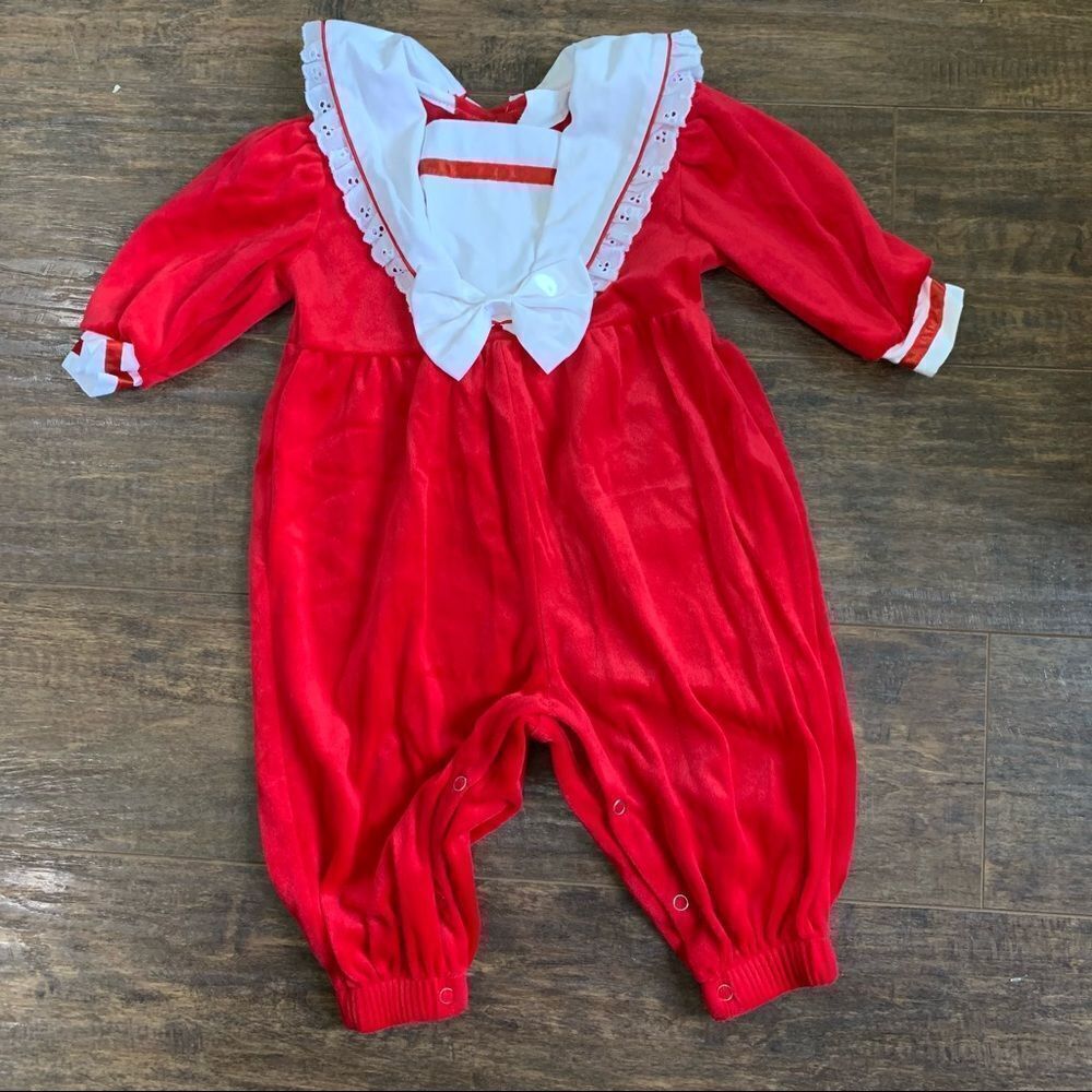 Vintage infant velvet romper